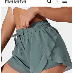 HALARA high rise contrast mesh drawstring 2 in 1